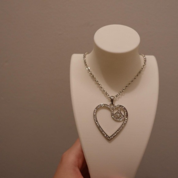 Jewelry - Peace and Love Long Silver Necklace